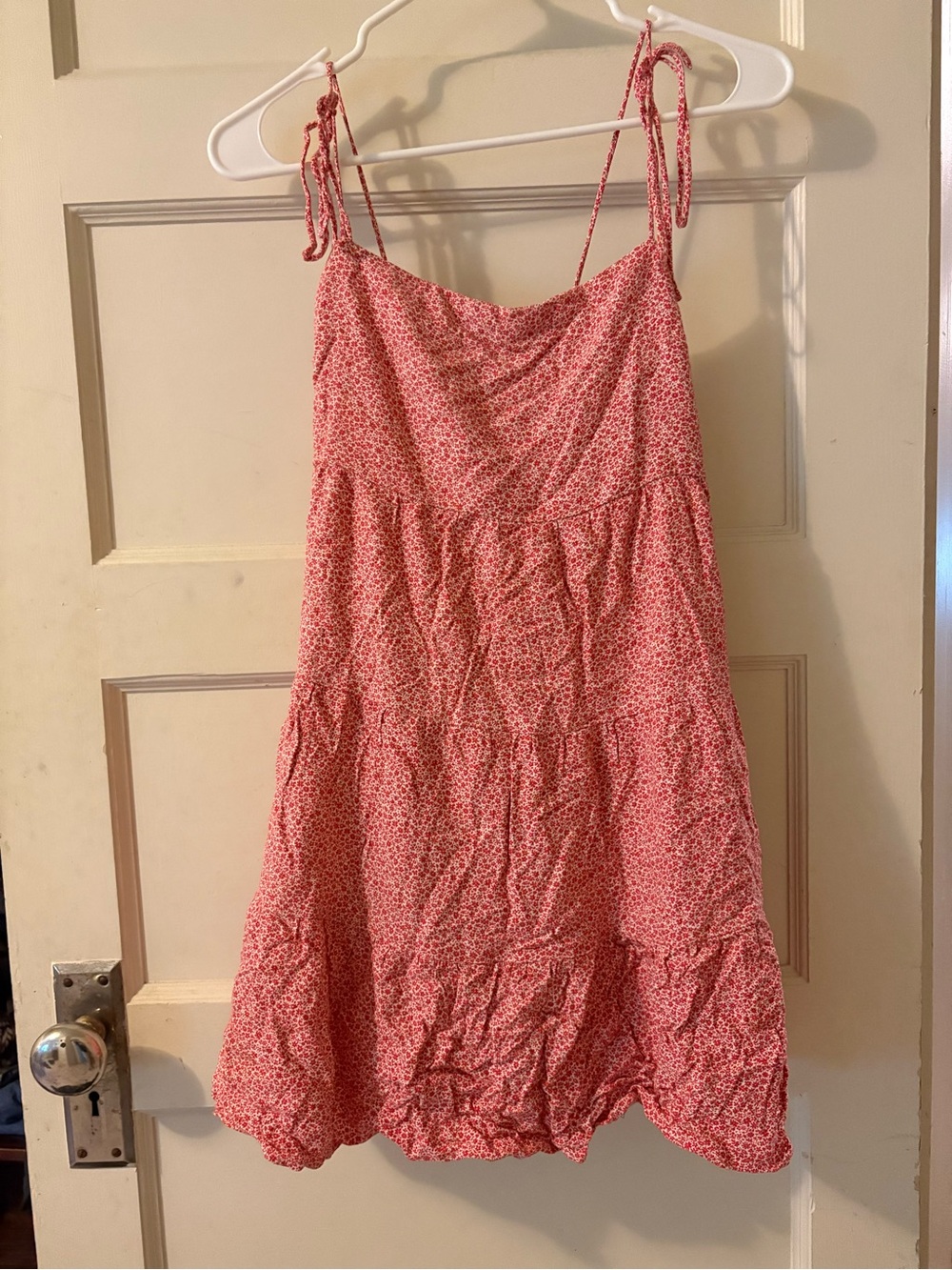 Abercrombie Red Floral Tie-Shoulder Tiered Sundress